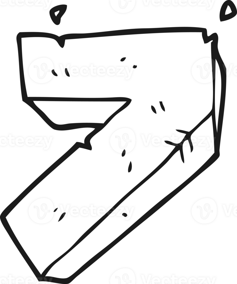 black and white cartoon stone number seven png
