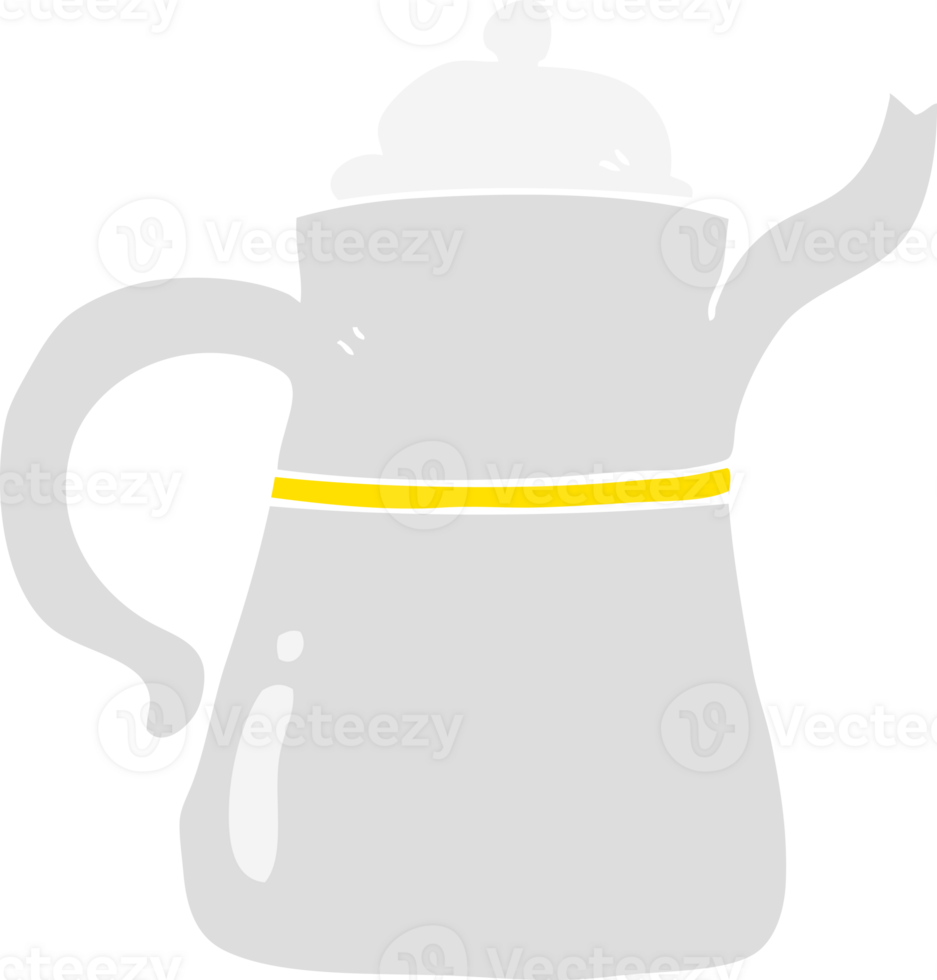 flat color illustration of a cartoon coffee pot png