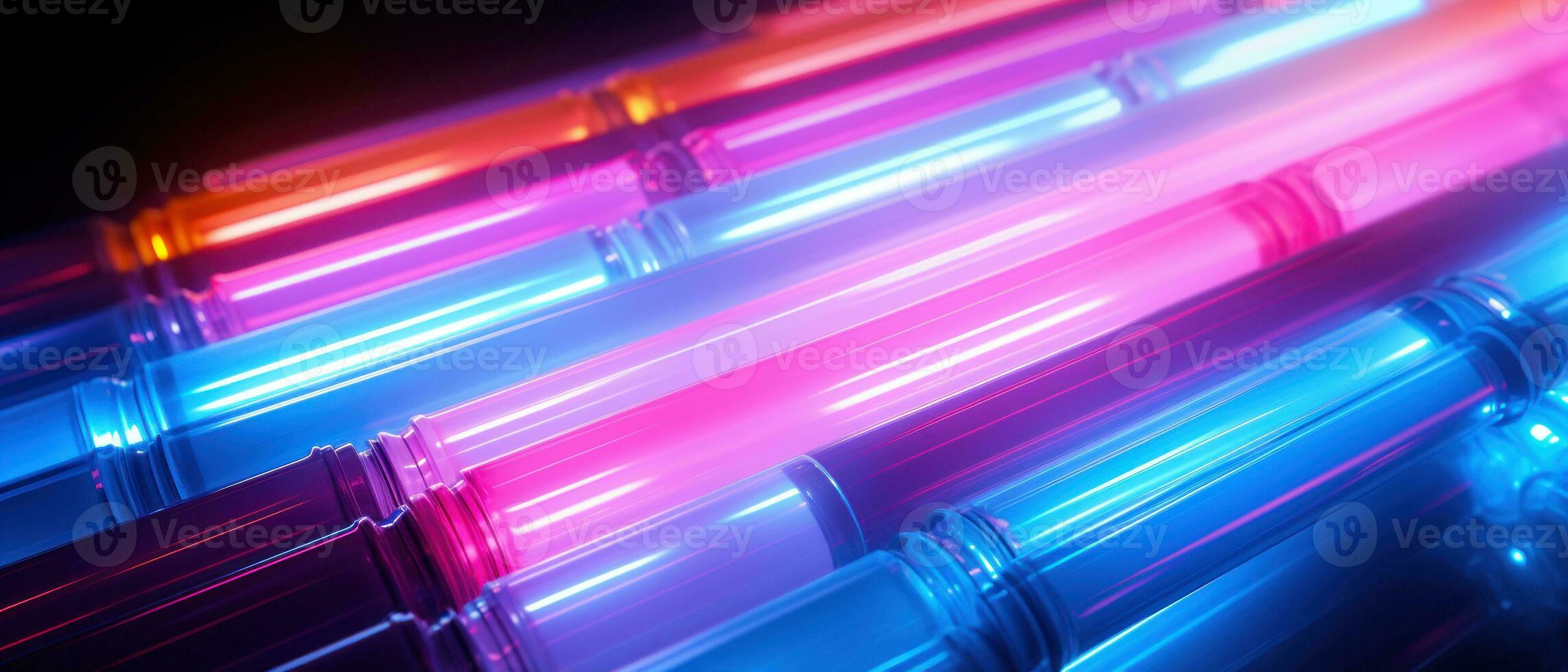 AI generated Enchanting neon glow in dark, with a blurred line of colorful light. AI generative. photo