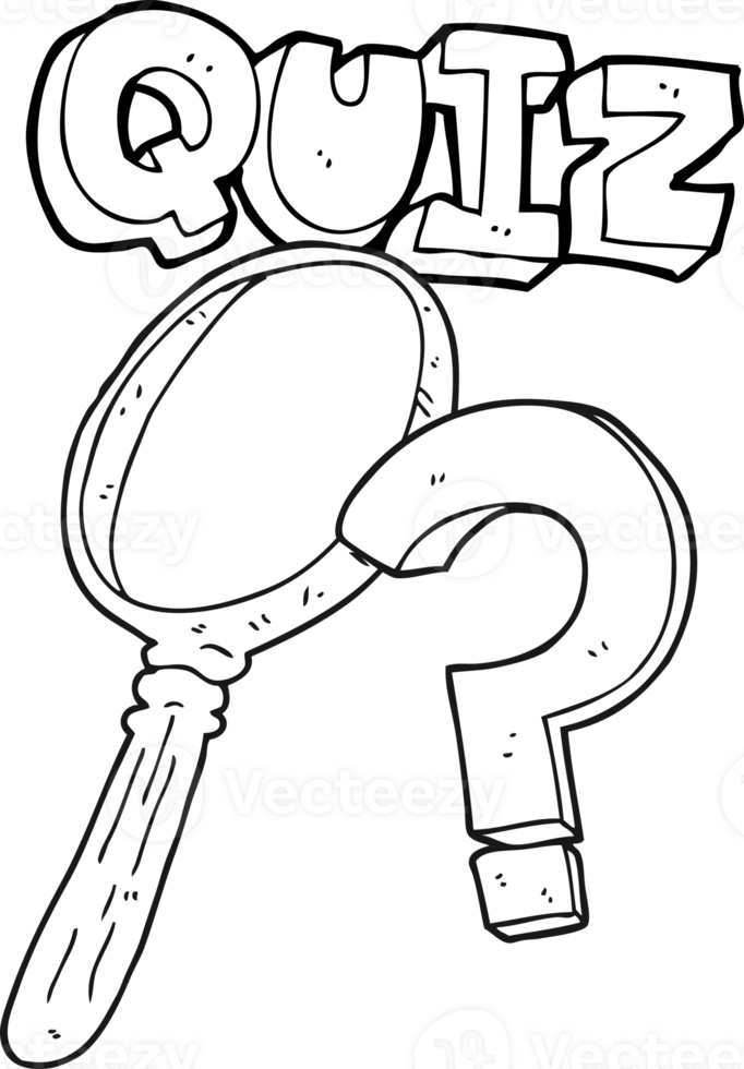 black and white cartoon quiz symbol png