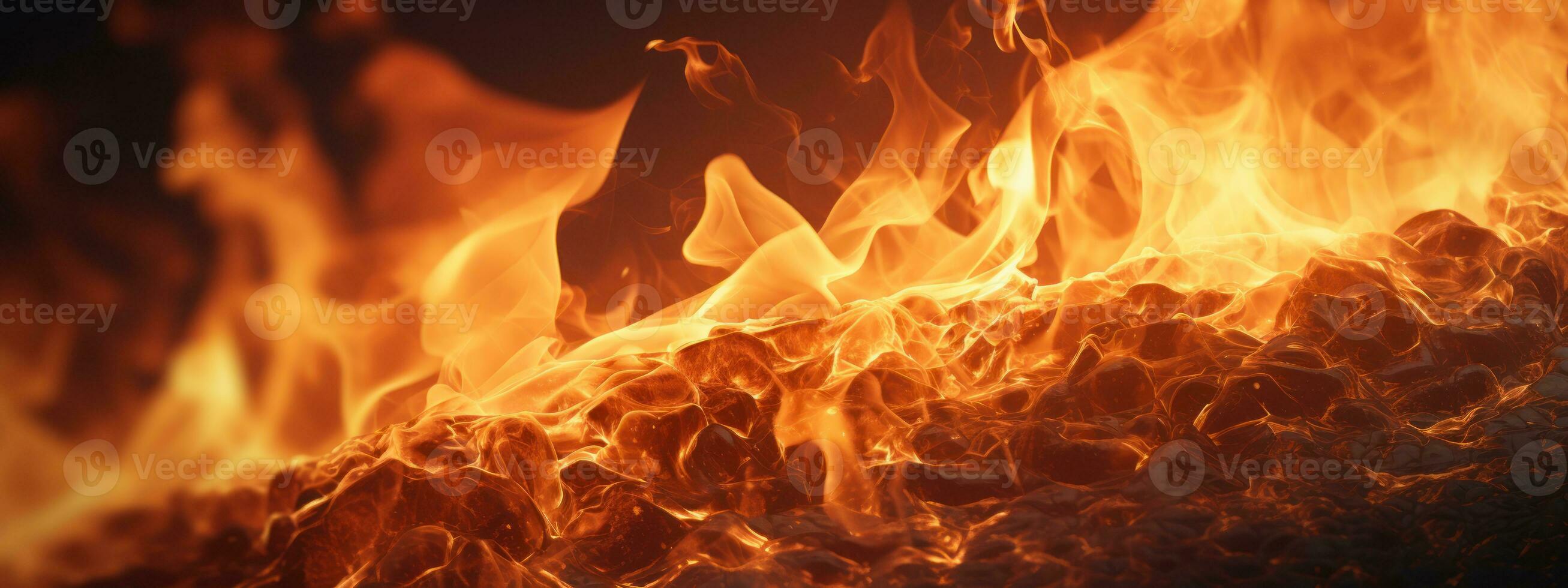 AI generated Captivating fire scene, pitch-black background,. AI generative. photo