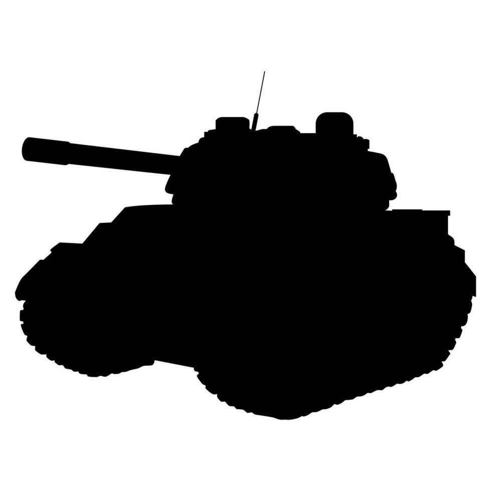 Main battle tank black silhouette. Armored fighting vehicle. Special military transport. vector