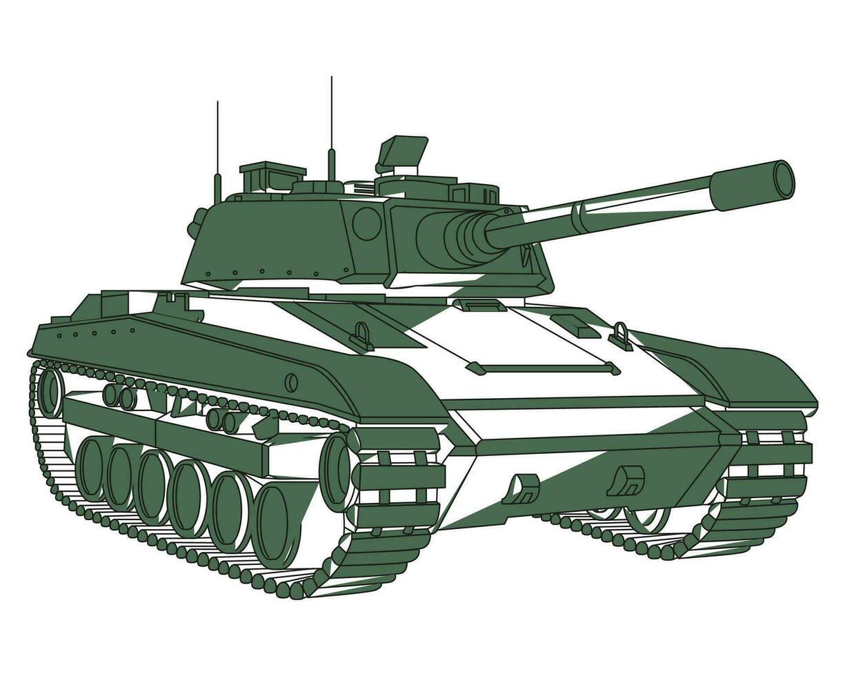 Main battle tank black doodle. Armored fighting vehicle. Special military transport. vector