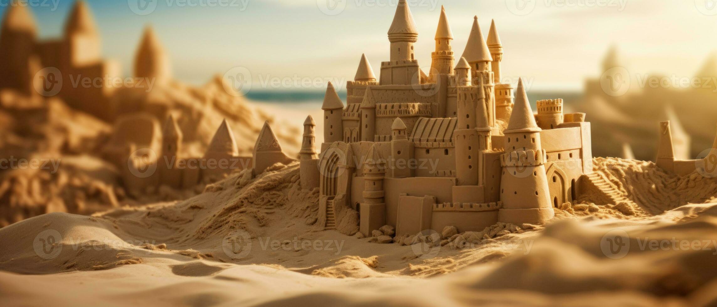 AI generated Enchanting desert sandcastles, detailed and dramatic. AI generative. photo