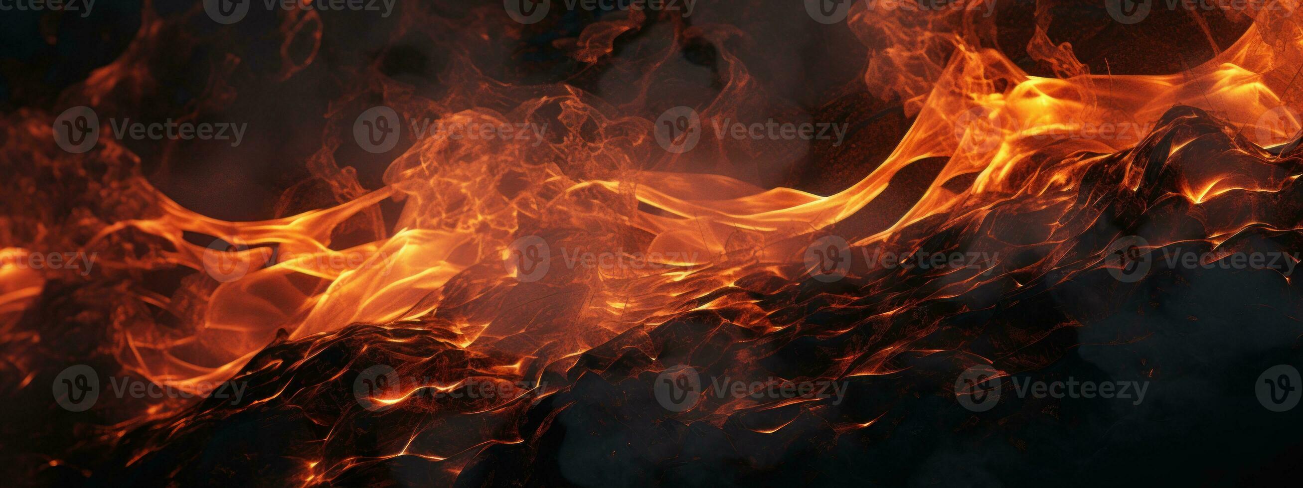 AI generated Captivating fire scene, pitch-black background,. AI generative. photo