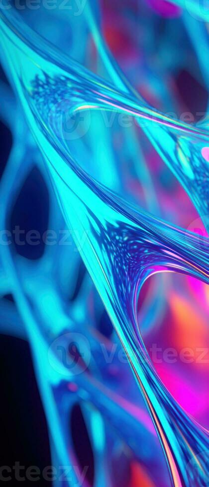 AI generated A dynamic blend of neon pink and turquoise in a fluid, wavy design, perfect for digital banners or phone wallpapers. photo