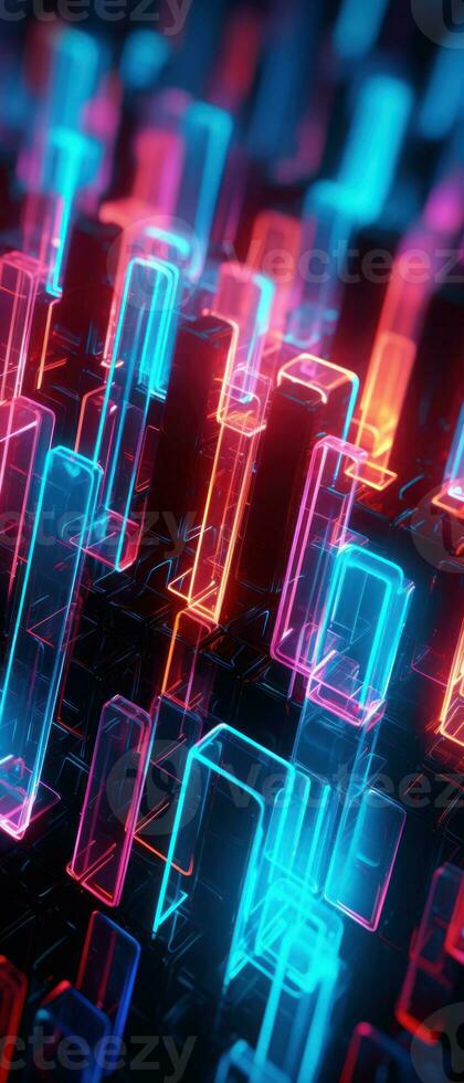 AI generated Explore the virtual world with this 3D abstract background. The futuristic architecture and cyber connections. photo