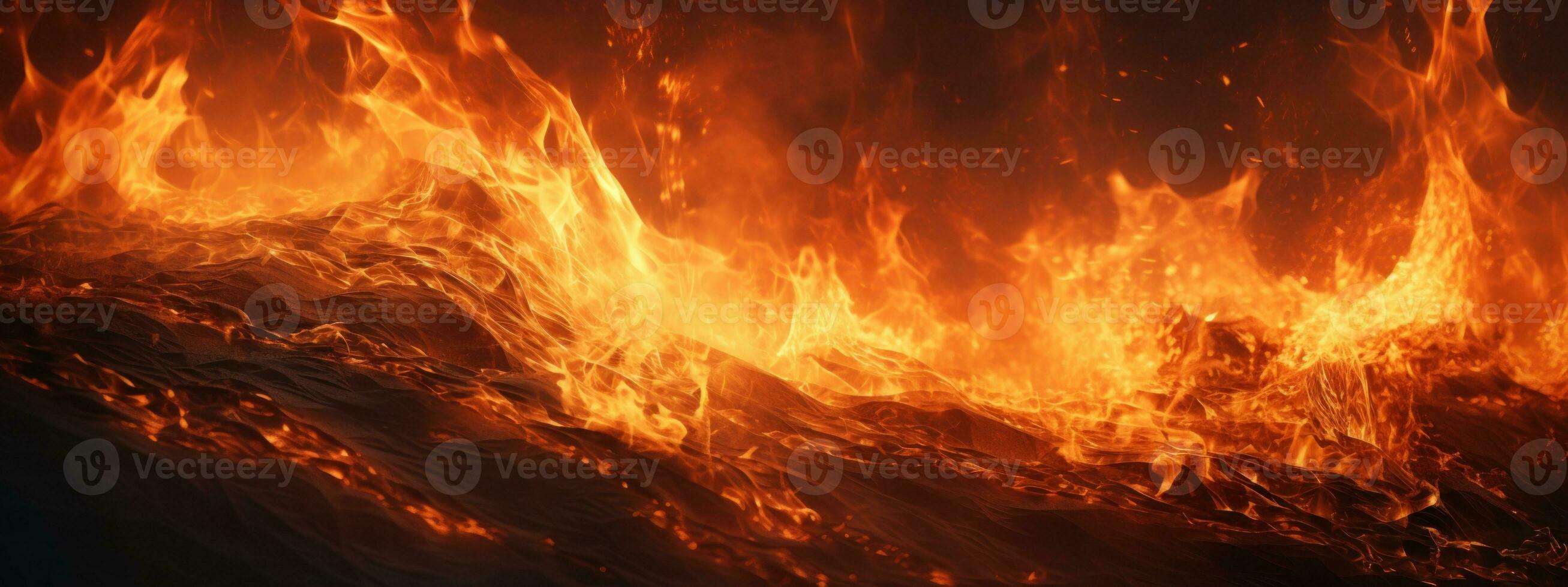 AI generated Captivating fire scene, pitch-black background,. AI generative. photo