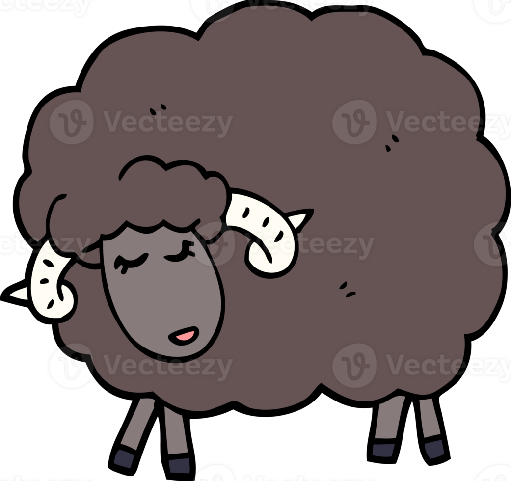 cartoon doodle black sheep png