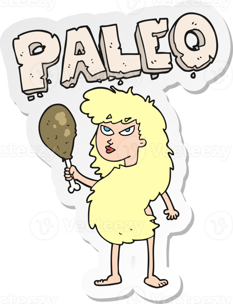 sticker of a cartoon woman on paleo diet 36493188 PNG
