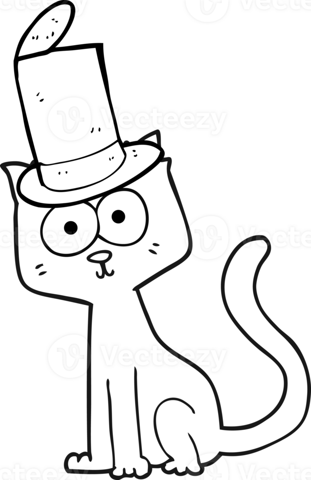 black and white cartoon cat png