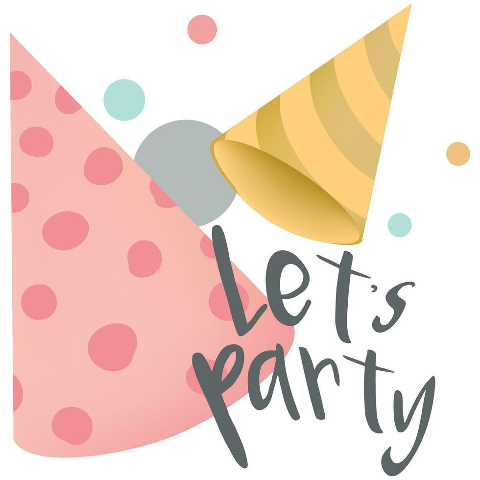 Happy birthday text vector template design. Birthday greeting in circle space for typography with cake and balloons party decoration elements in pattern background. Vector Illustration.