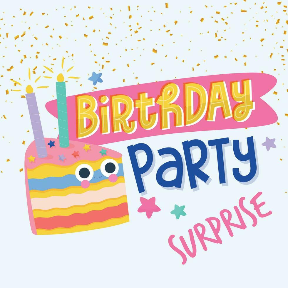 Happy birthday party background with text and colorful tools vector