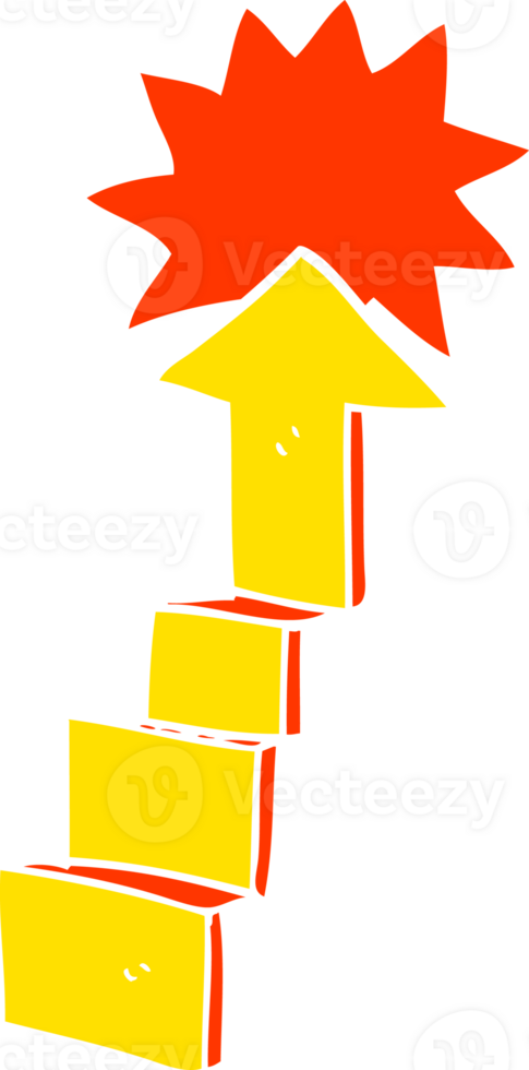 flat color illustration of a cartoon stepping up arrow png