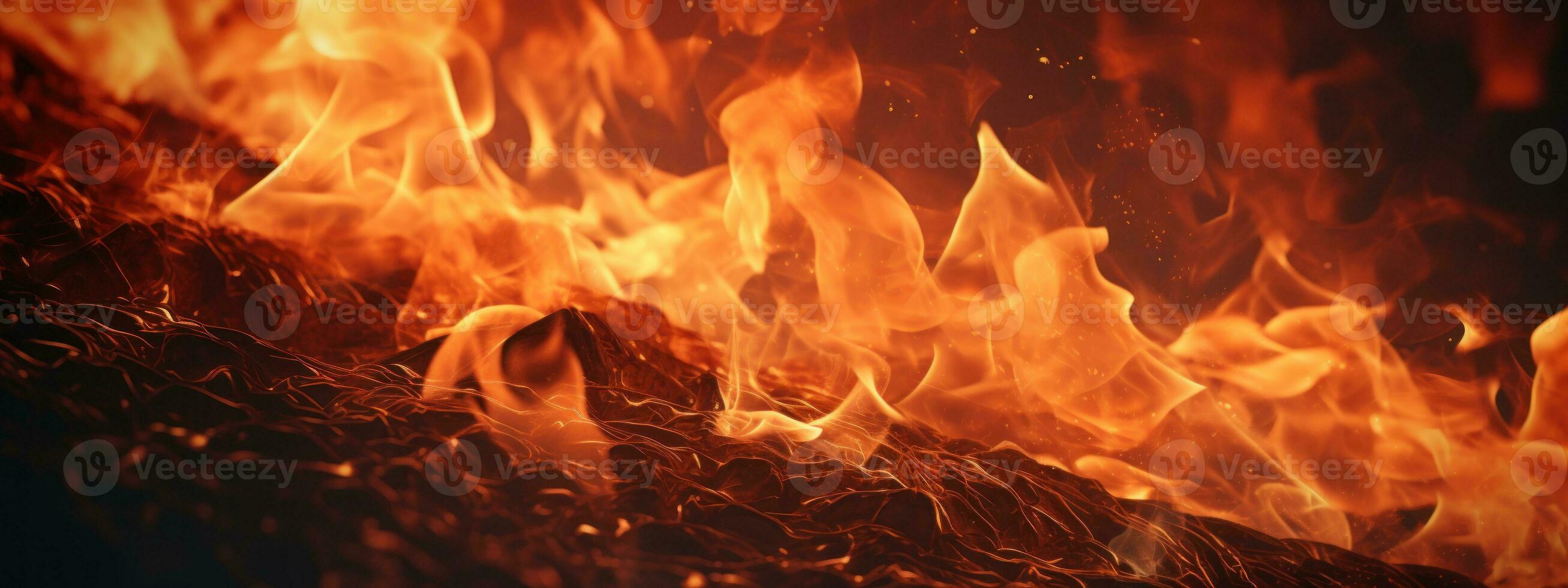 AI generated Captivating fire scene, pitch-black background,. AI generative. photo