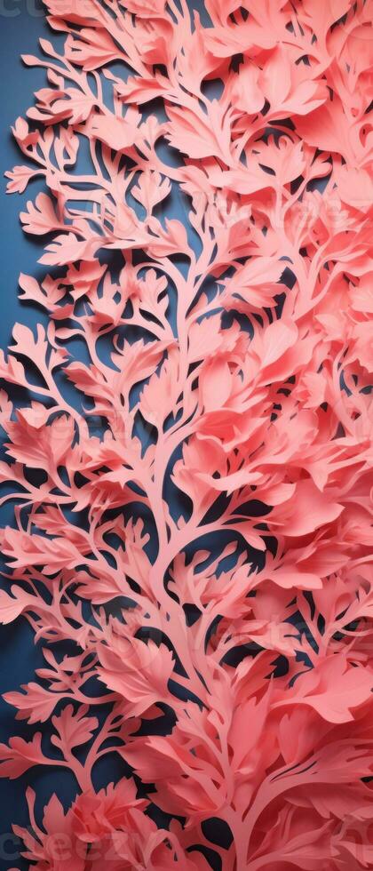 AI generated Colorful paper sculptures with coral tree. AI generative. photo