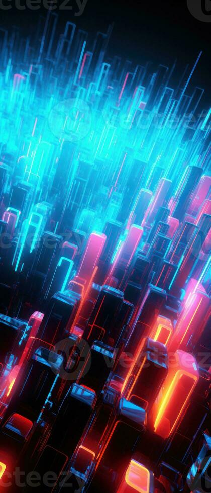 AI generated Explore the virtual world with this 3D abstract background. The futuristic architecture and cyber connections. photo