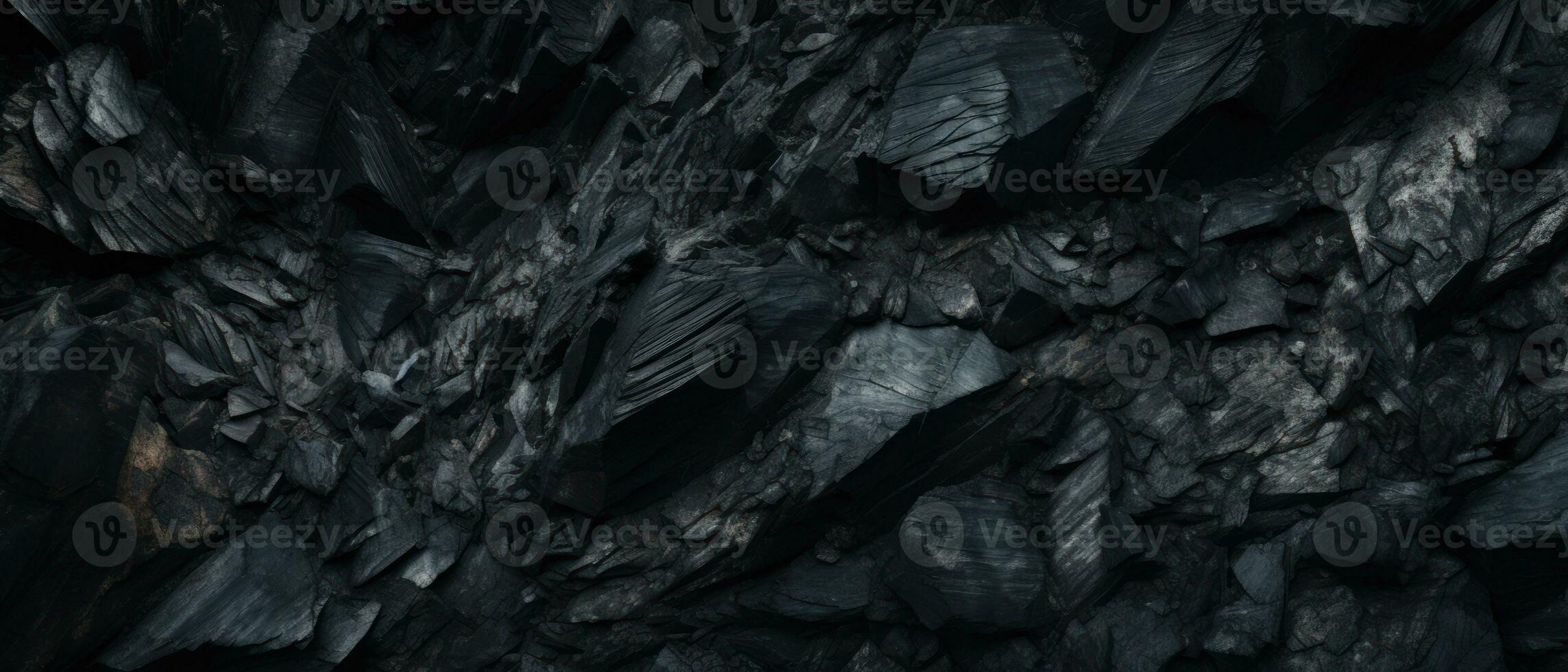 AI generated Close-up of a dark, heavy heap of varied coal. AI generative. photo