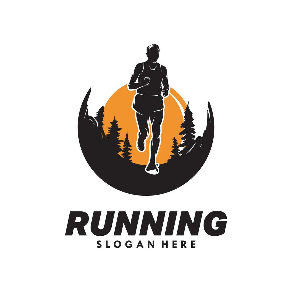 corriendo hombre silueta logo diseño vector