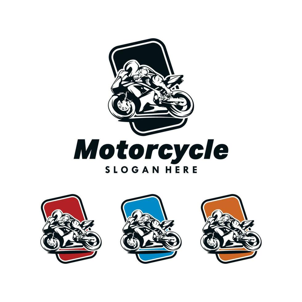 Motorcycle Racer Rider Racing Logo Design vector