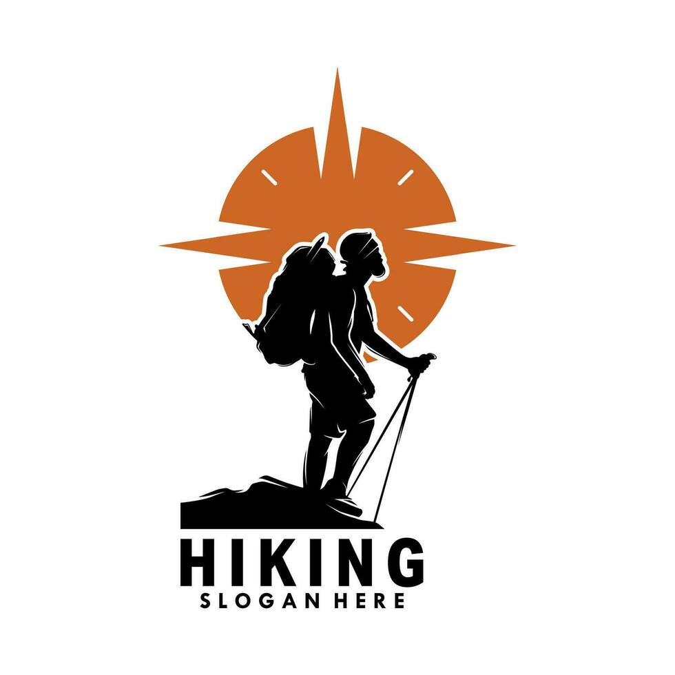 Hiking Adventure logo design template vector