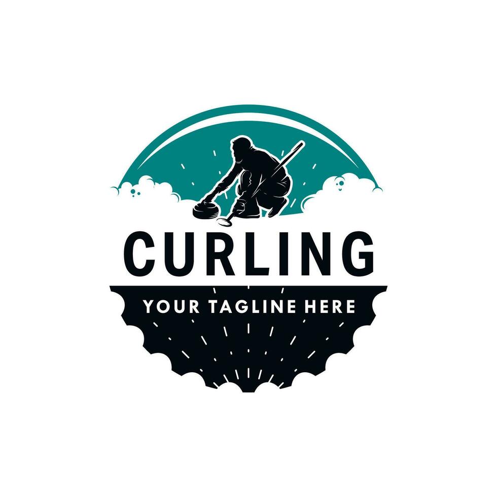 Curling Vector logo design template