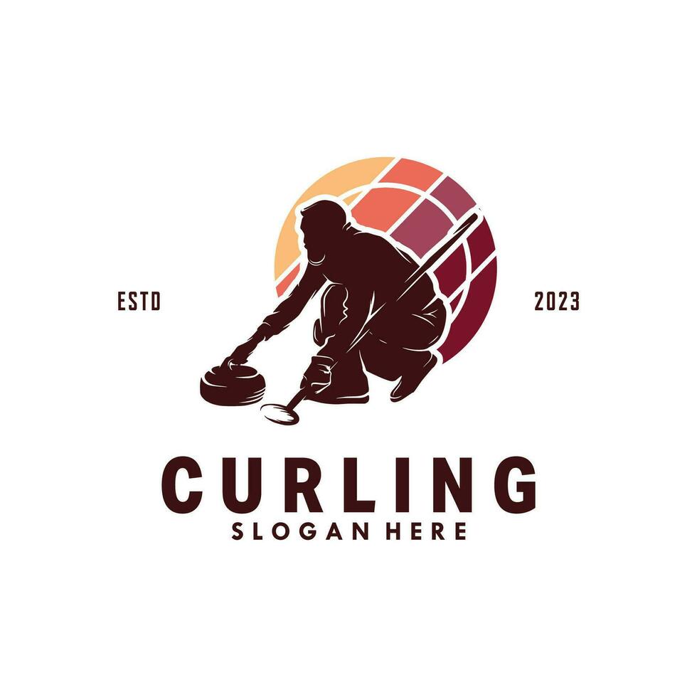 Curling Vector logo design template