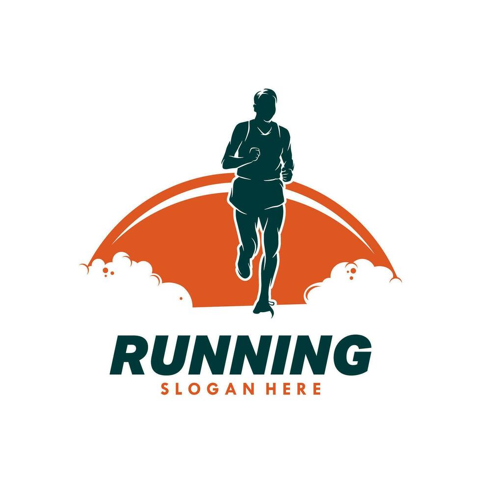 corriendo hombre silueta logo diseño vector