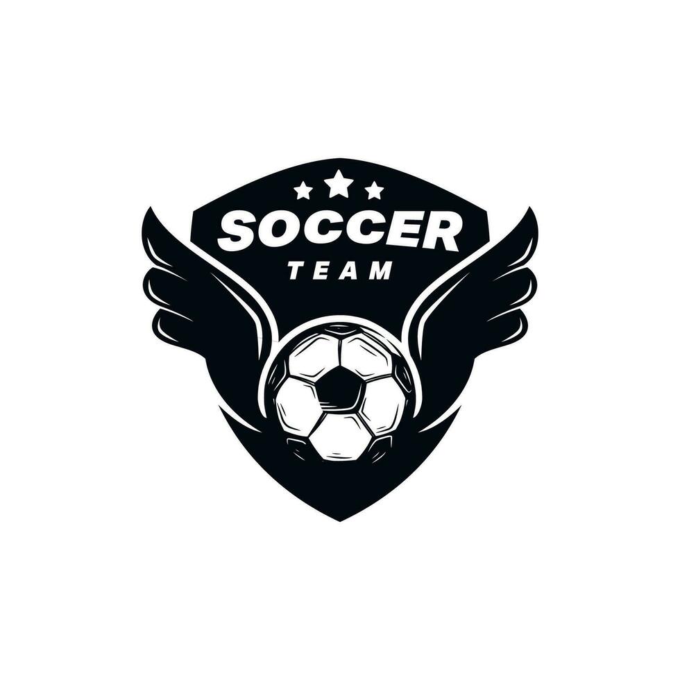 soccer ball with spread wings logo design vector