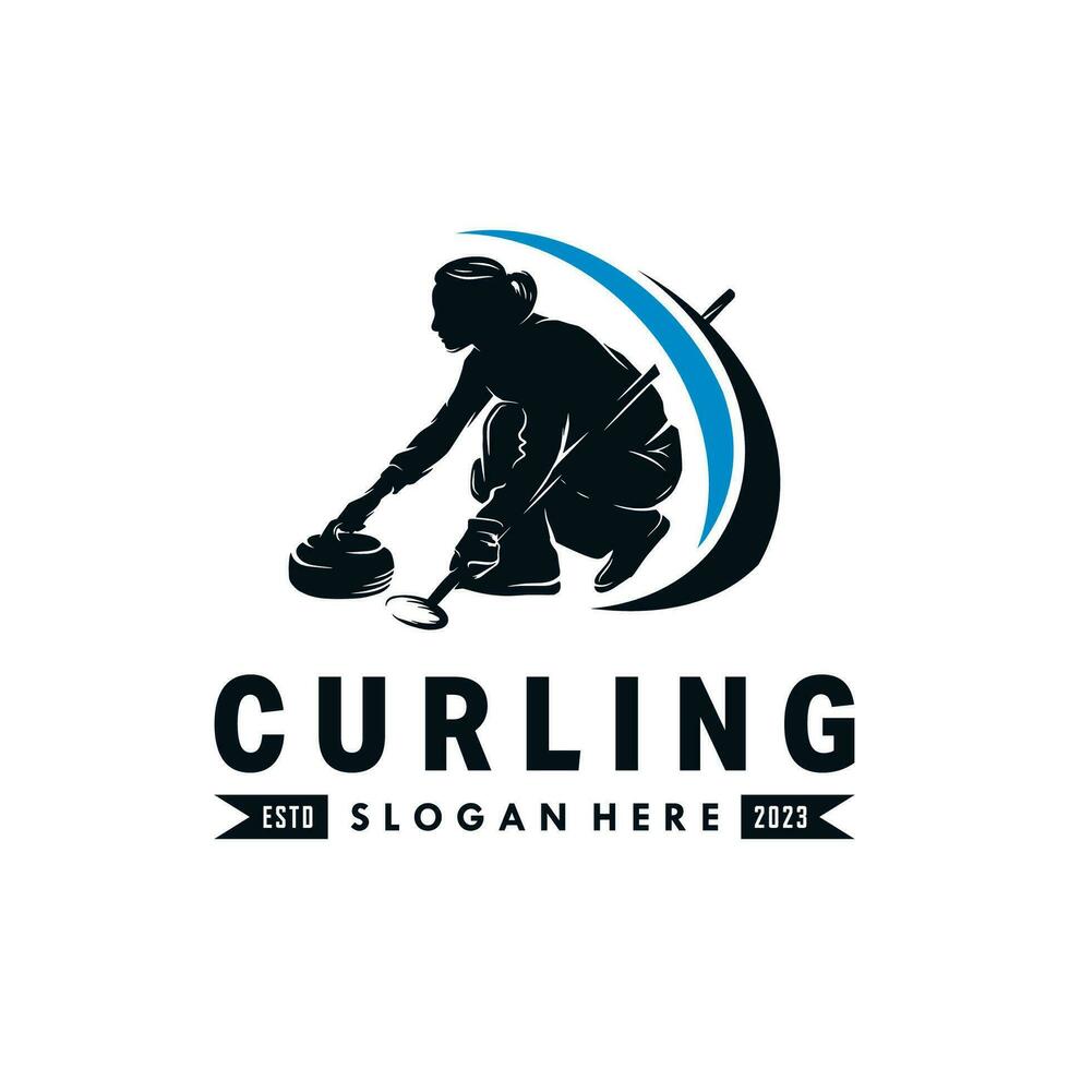 Curling Vector logo design template