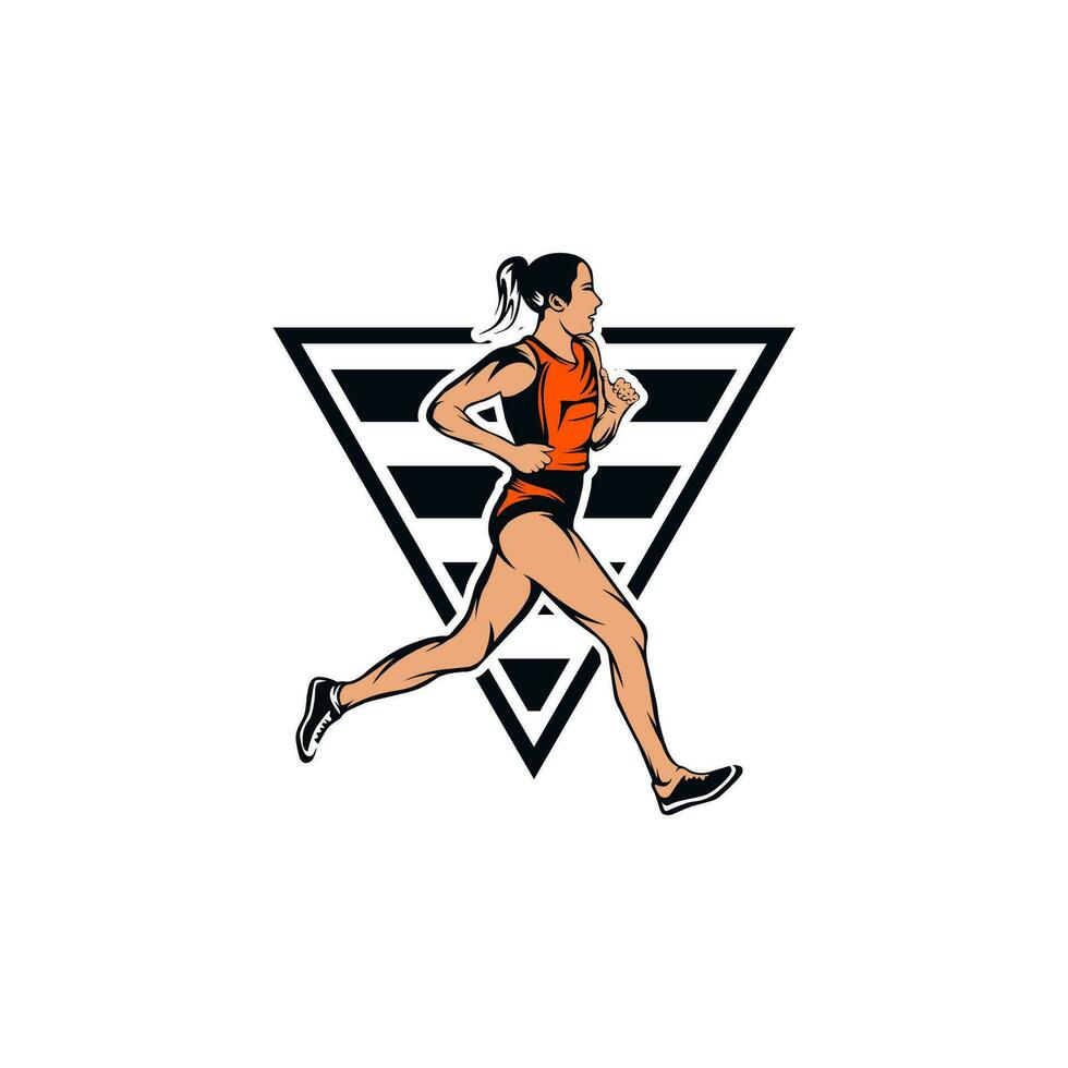 corriendo niña silueta logo diseño vector