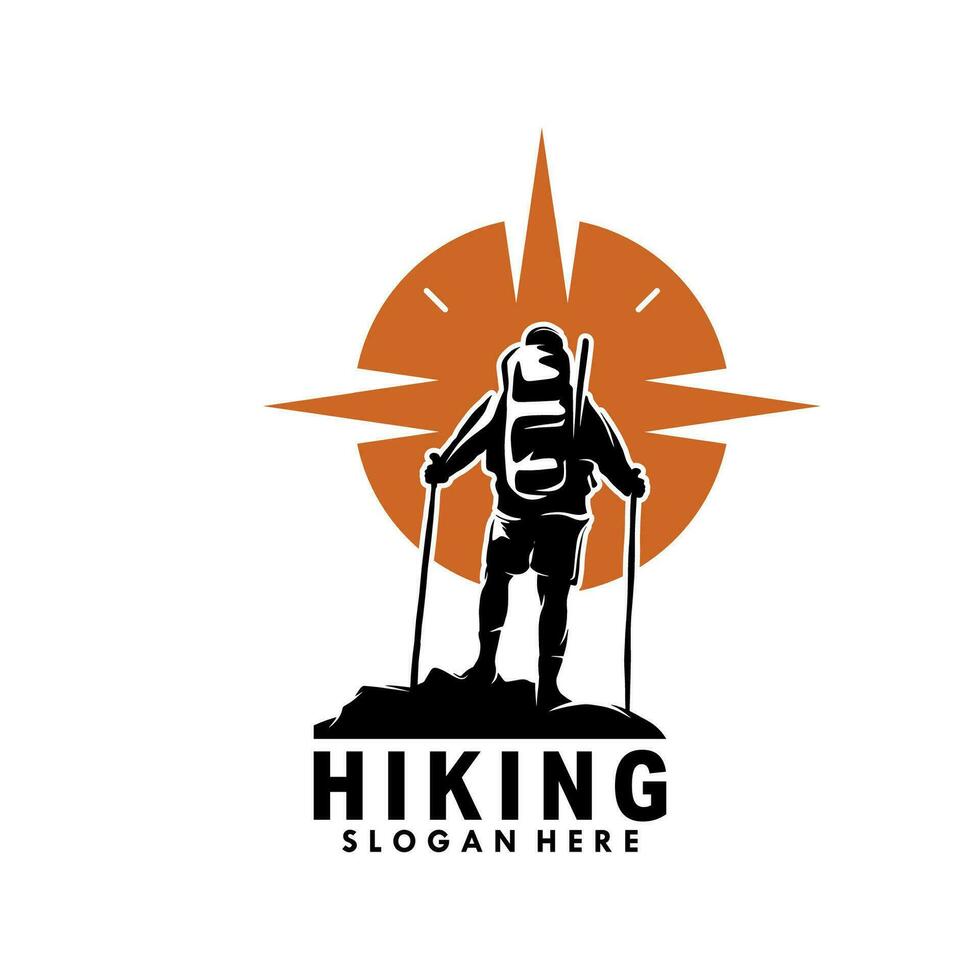 Hiking Adventure logo design template vector