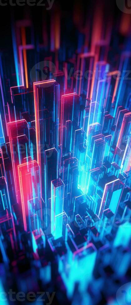 AI generated Explore the virtual world with this 3D abstract background. The futuristic architecture and cyber connections. photo