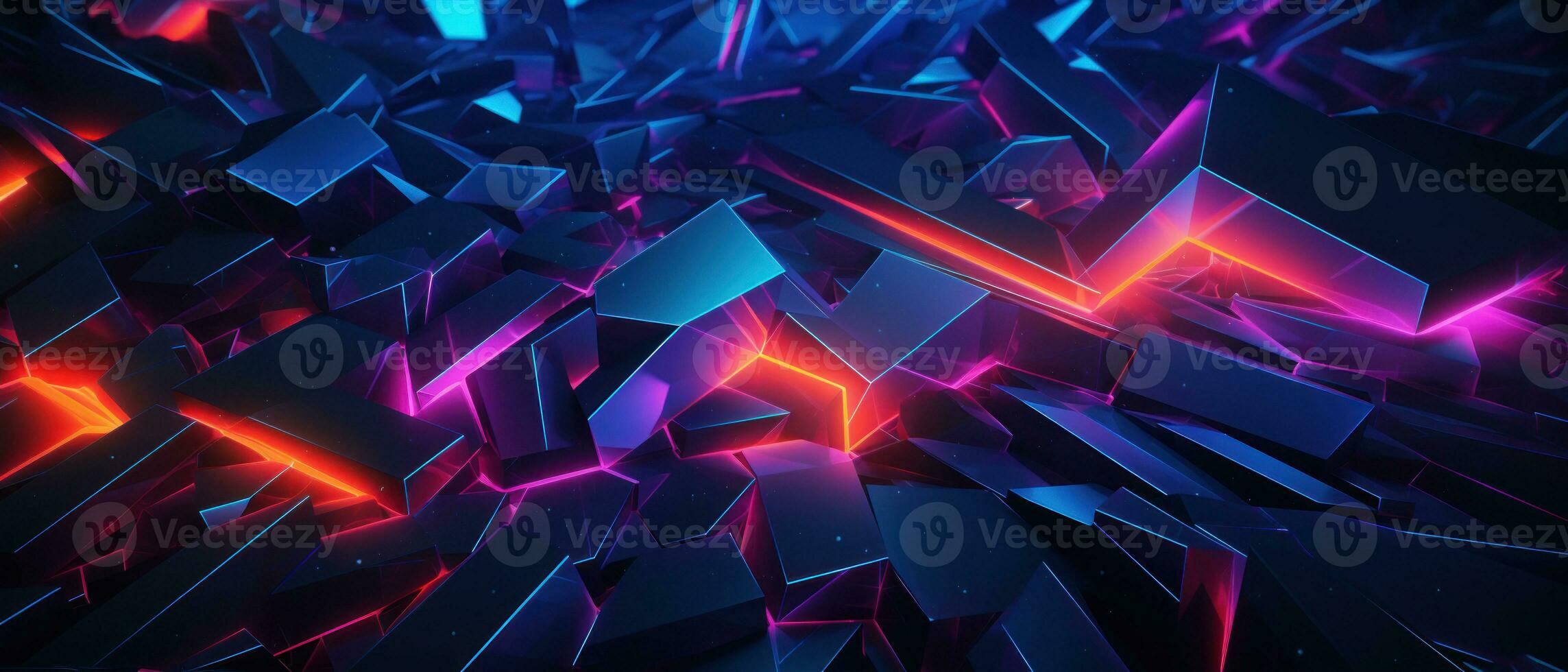 AI generated Modern neon design with hexagonal patterns and electric vibes. photo
