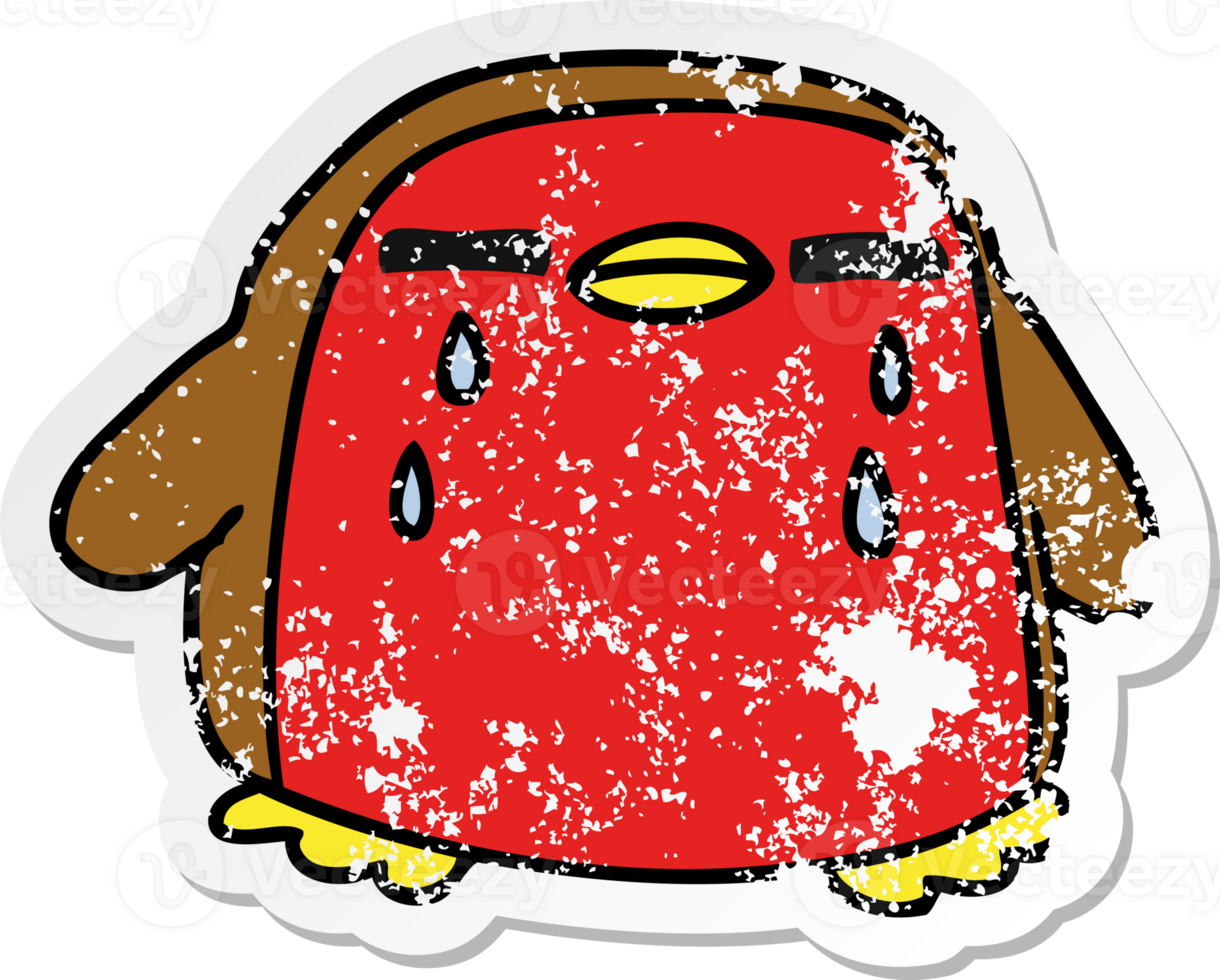 distressed sticker cartoon cute kawaii red robin png