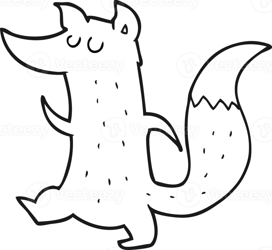 black and white cartoon cute wolf png