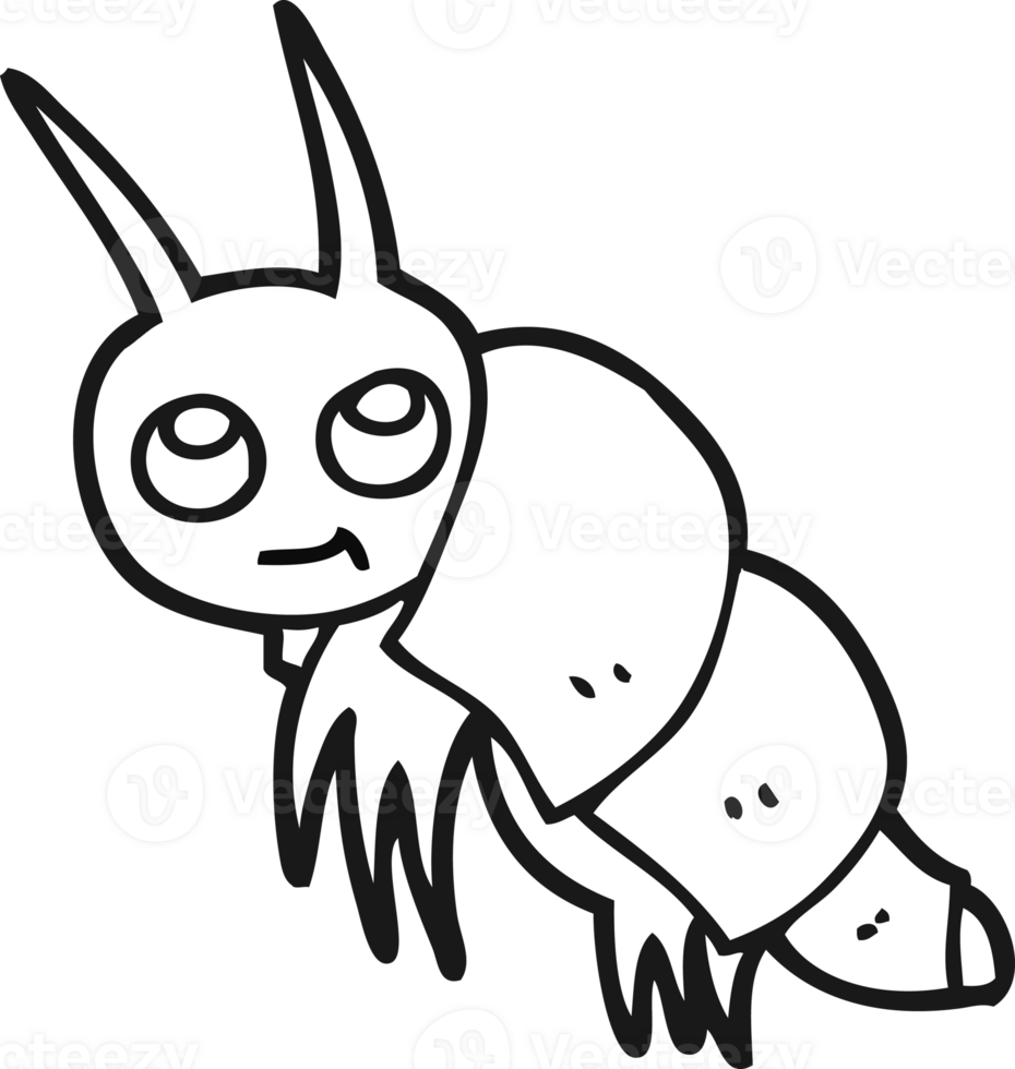 black and white cartoon little bug png