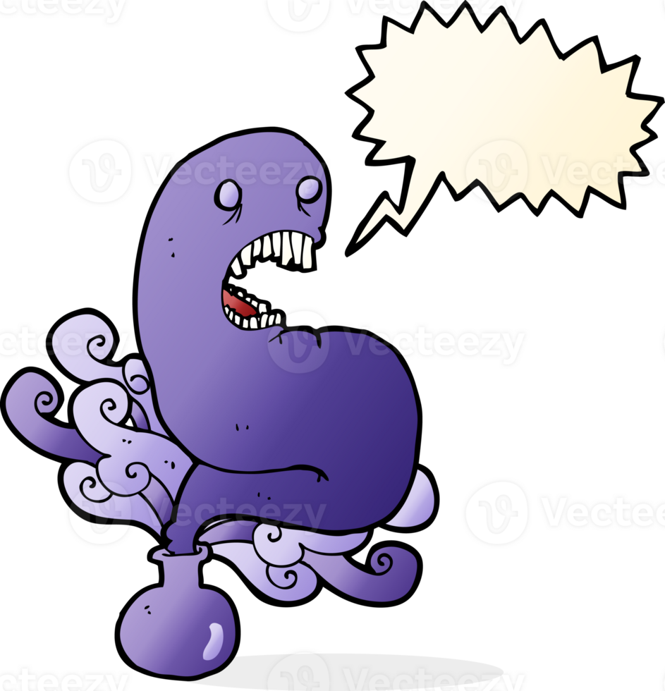 cartoon halloween ghost in bottle with speech bubble png
