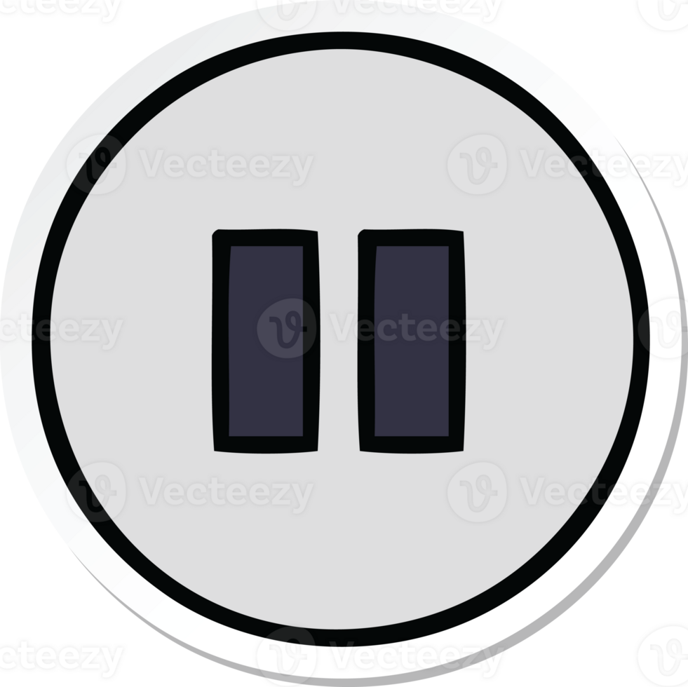 sticker of a cute cartoon pause button png