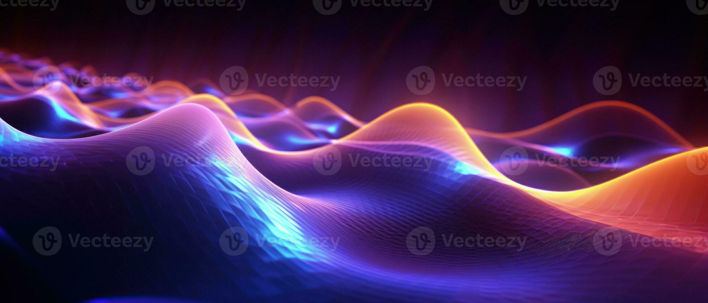 AI generated Vibrant purple and orange waves dance across a dark expanse. AI generative. photo