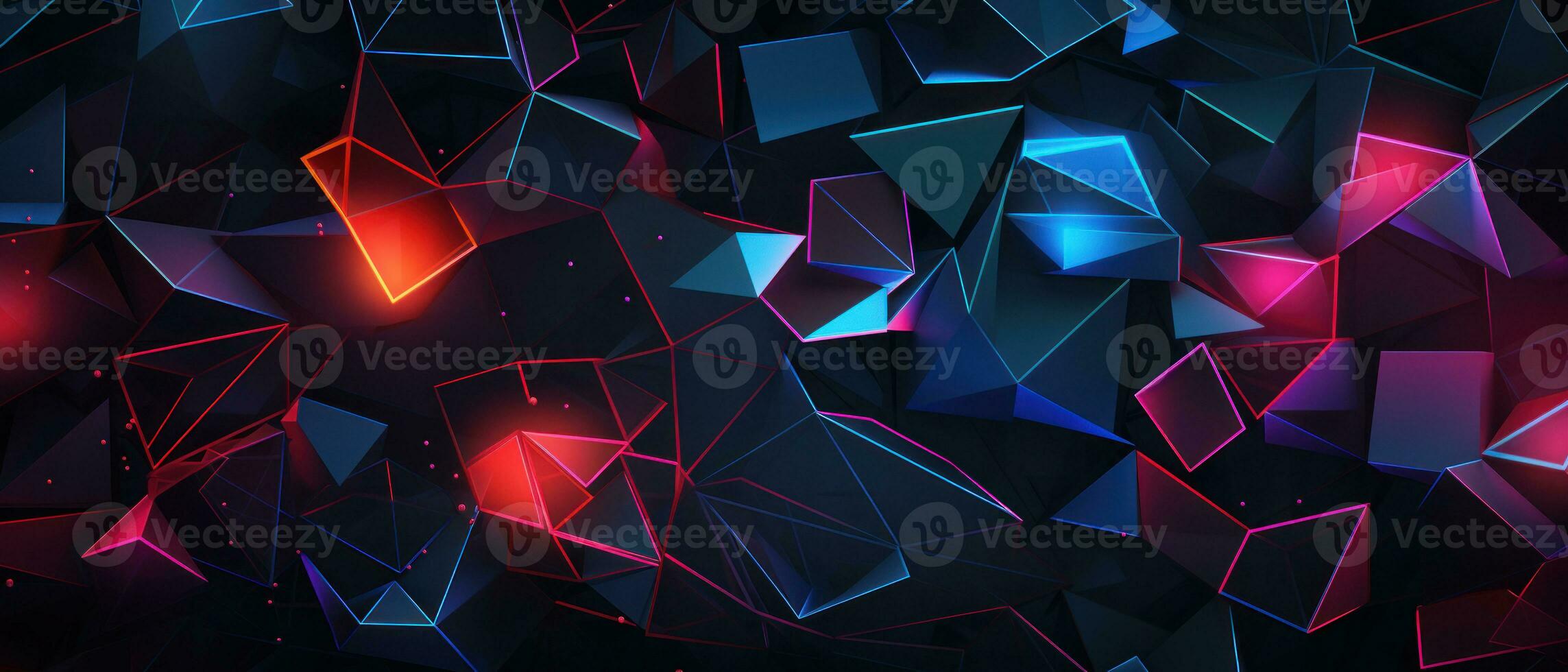 AI generated Modern neon design with hexagonal patterns and electric vibes. photo