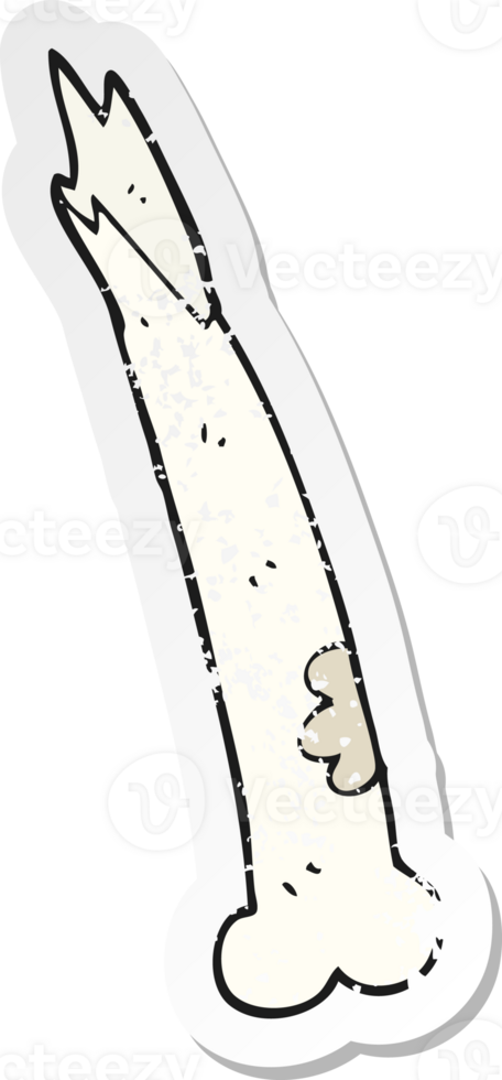 retro distressed sticker of a cartoon broken bone png