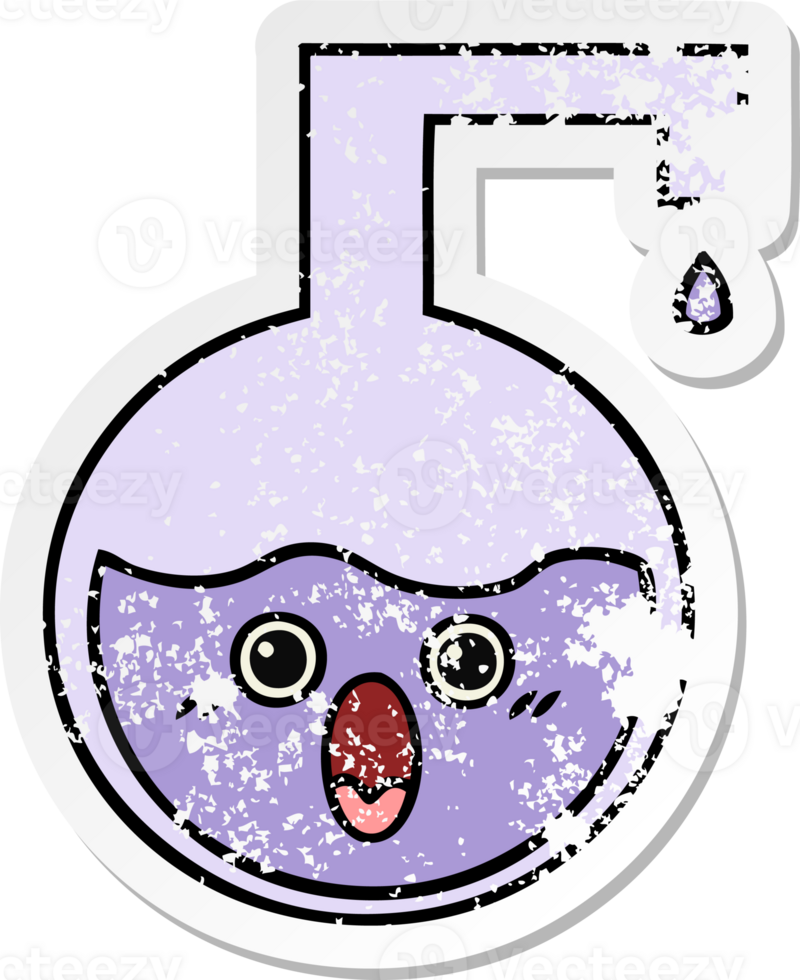 distressed sticker of a cute cartoon science experiment png