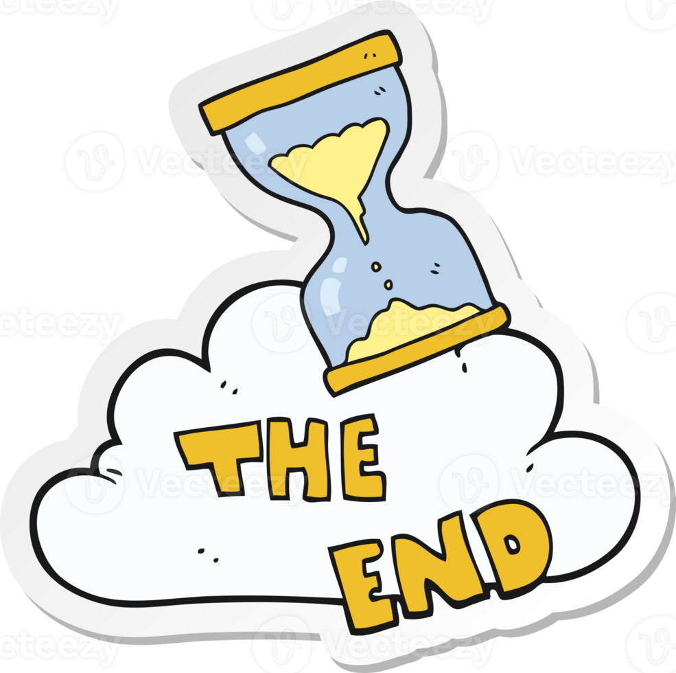 sticker of a cartoon sand timer hourglass the end symbol png