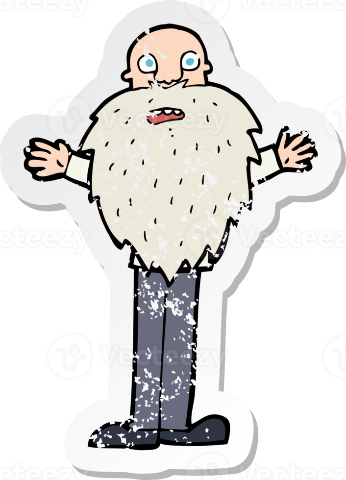retro distressed sticker of a cartoon bearded old man png
