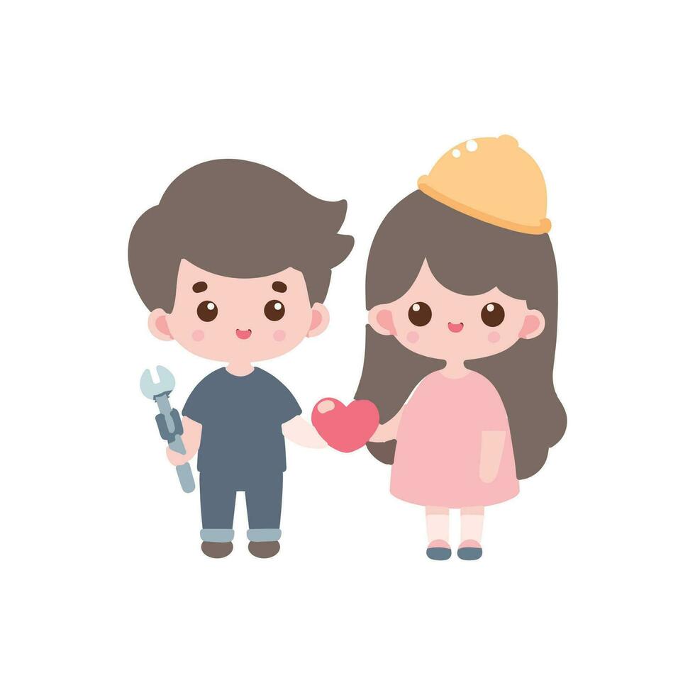 Love in Boy and girl characters plumber mechanic vector