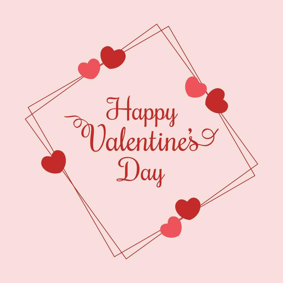 happy valentine greeting background template, frame with hearts vector