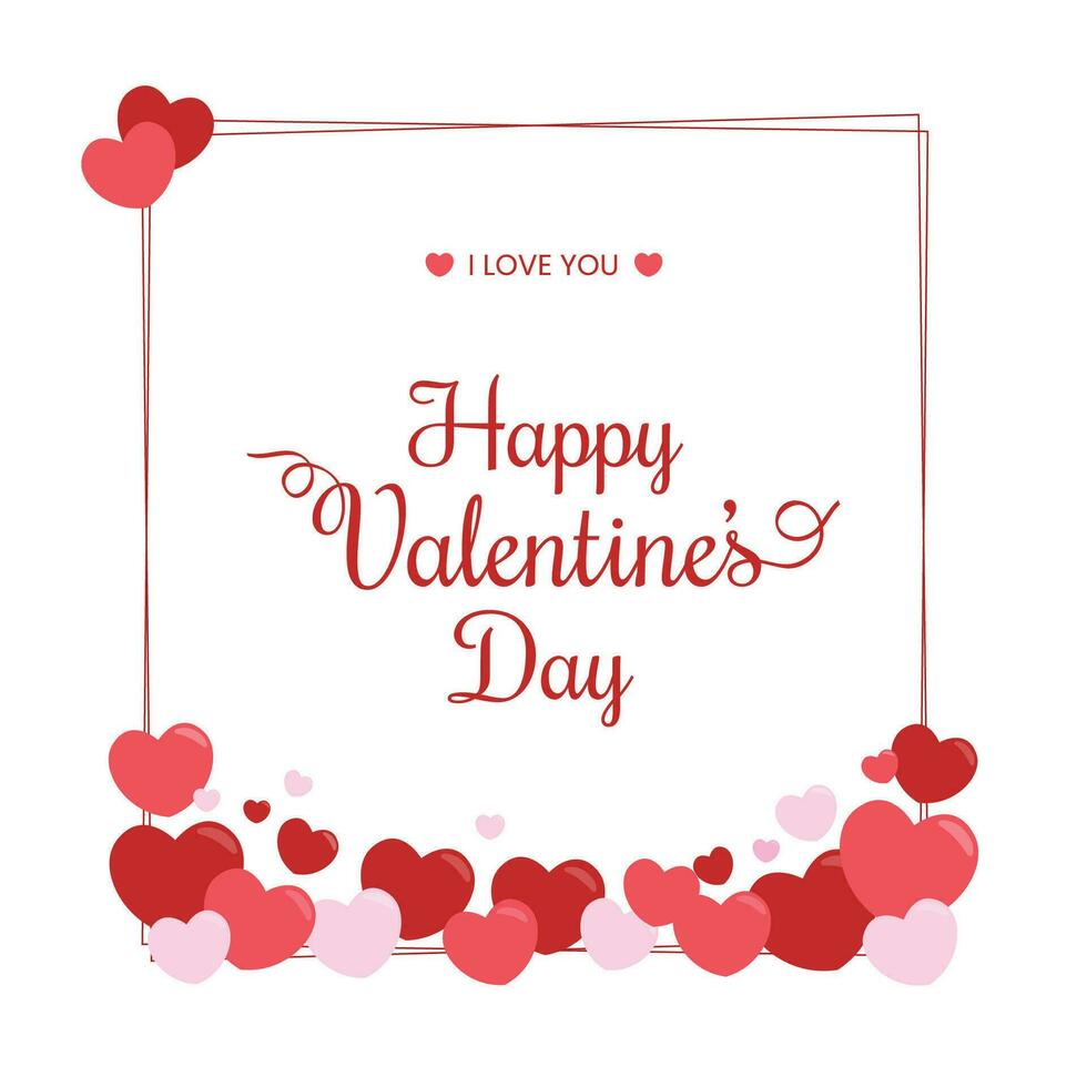 happy valentines day typography background with hearts vector