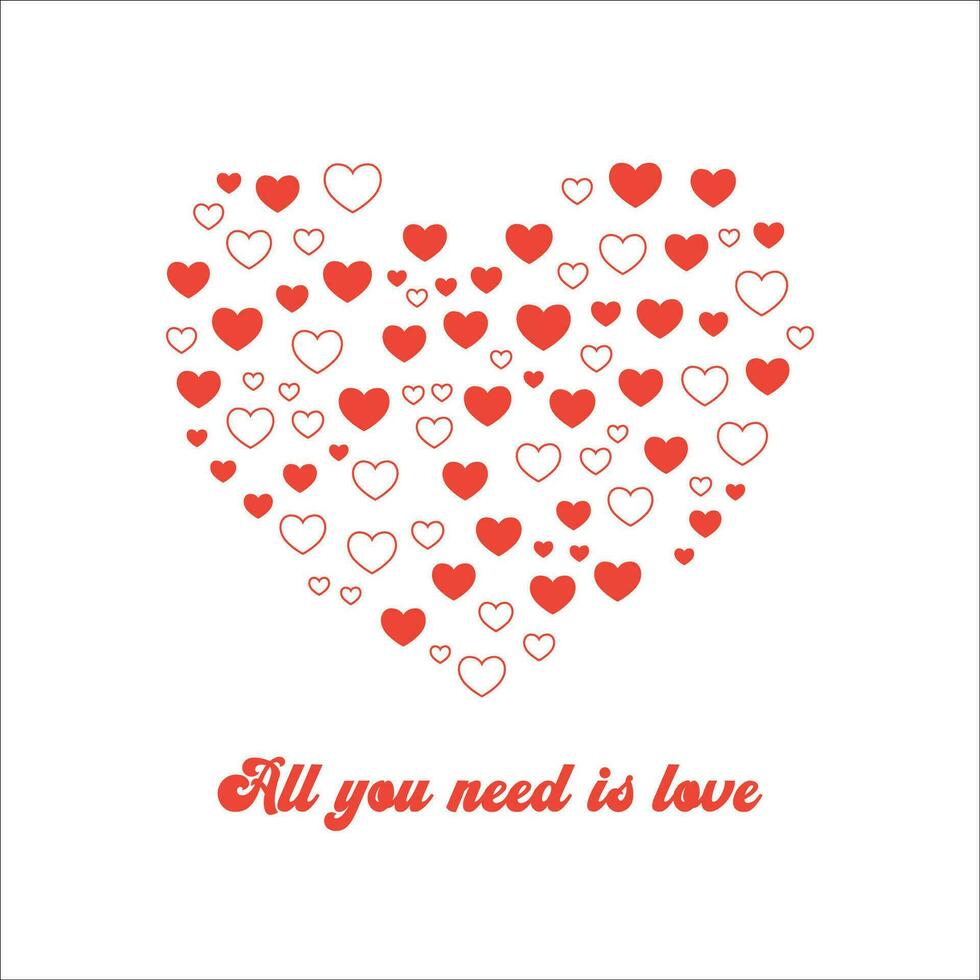 all you need is love, valentines greeing template, heart of heats vector