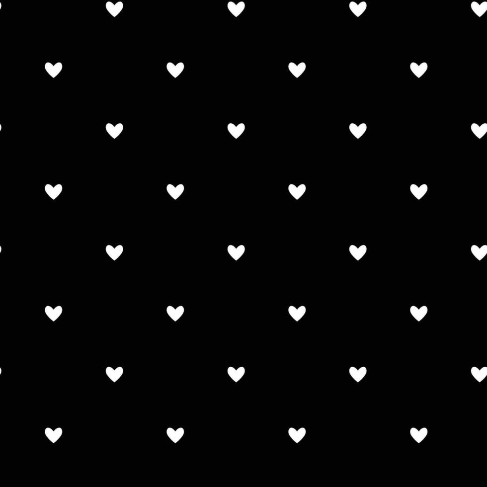 Balck and white Pattern, White heart pattern on black background, vector seamless pattern